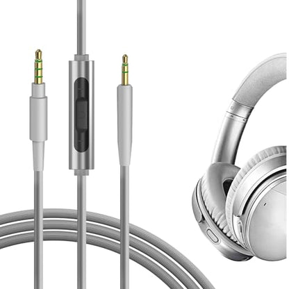 GEEKRIA Audio Cable with Mic Compatible with Bose QC Ultra/45/35II/35/700 Headphones Cable, 3.5mm to 2.5mm Replacement Stereo Cord with Inline Microphone and Volume Control (4 ft/1.2 m)