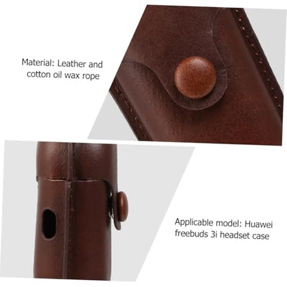 Uonlytech Portable Earphone Holder Case for in-Ear Headphones, Dustproof Waterproof Storage Bag, Dark Brown Protective Cover for Travel and Camping