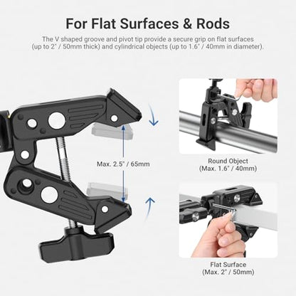 NEEWER Basics Magic Arm Table Stand, 55 cm Microphone Arm Overhead Mobile Phone Holder Desk with 1/4" 3/8" Threads for ARRI, for DSLR Action Cam Webcam Mic LED Light for Video Reinforcement, UA061 - style: UA061