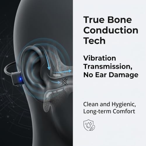 Bone Conduction Headphones, Bluetooth 5.3 Open Ear Sport Headphones, IP55 Sweatproof Wireless Earphones, 29g Ultra Lightweight 8H Playtime Headset for Running Gym Cycling Workout
