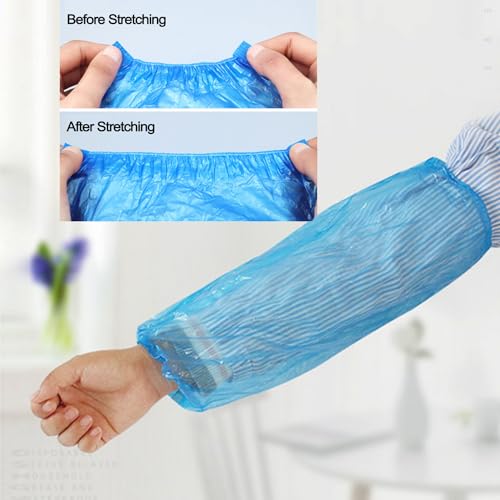 Disposable Oversleeves Covers, 200PCS Plastic Arm Sleeves Covers for Painting Repairing Cleaning Tattooing - Blue - color: Blue