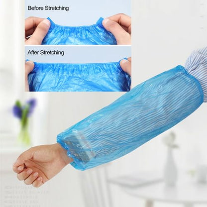 Disposable Oversleeves Covers, 200PCS Plastic Arm Sleeves Covers for Painting Repairing Cleaning Tattooing - Blue - color: Blue