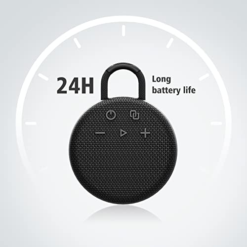 Musibaby Mini Bluetooth Speaker – Bluetooth 5.3 with 6956C Chipset, IPX7 Waterproof, Rubberized Shell, Clip-On Lanyard, Ultra-Portable for Shower, Pool, Teens, Backpack, Gifts (Black) - color: Black