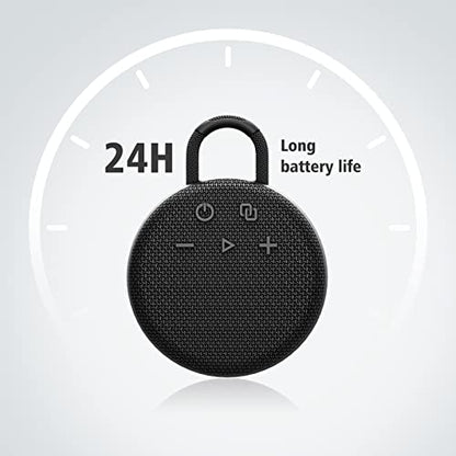Musibaby Mini Bluetooth Speaker – Bluetooth 5.3 with 6956C Chipset, IPX7 Waterproof, Rubberized Shell, Clip-On Lanyard, Ultra-Portable for Shower, Pool, Teens, Backpack, Gifts (Black) - color: Black