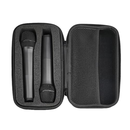 Microphone Storage Bag EVA Protective Case, Wireless Microphone Storage Box, Dual Mic Bag Hard Carrying Case for Outdoor Travel Use