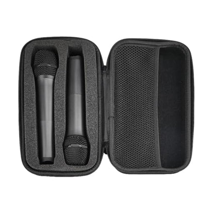 Microphone Storage Bag EVA Protective Case, Wireless Microphone Storage Box, Dual Mic Bag Hard Carrying Case for Outdoor Travel Use
