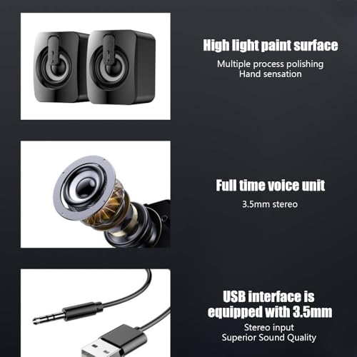 1 Pair A2 Mini ABS Computer Speaker Stereo Sound Wired Less Distortion Clear Bass USB Powered Gaming Speaker Laptop Desktop Use