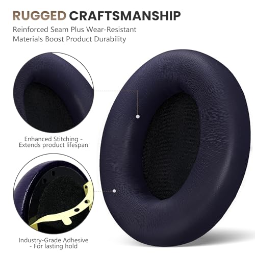 Studio Pro Headphone Ear Pads, Replacement Earpads/Cushions for Beats Studio Pro, with Premium Protein Leather, Resilient Memory Foam, Added Thickness - color: Navy
