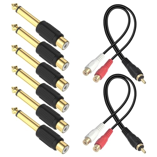 VCE RCA to 1/4" Audio Adapter Bundle with RCA Y Splitter