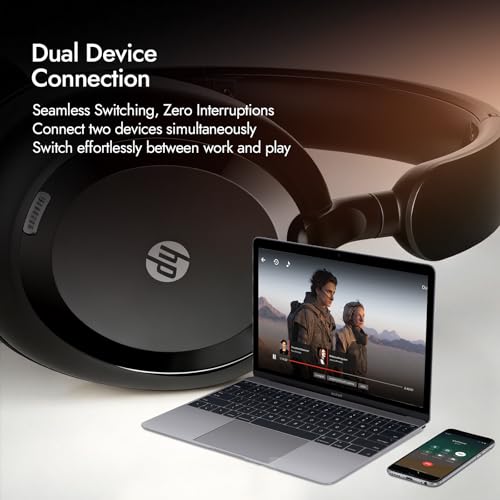 HP H231A Bluetooth Noise Cancelling Over-Ear Headphones with 54H Battery, Built-in Mic for Calls, Lightweight Wireless Headset for Work, Travel & Gaming – Black - color: Black