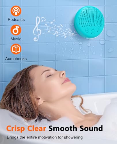 LENRUE Shower Speaker, Bluetooth Waterproof Speaker Wireless, Portable Speaker with Clear Loud Sound, Suction Cup, Lanyard, Ideas Gifts - color: Blue