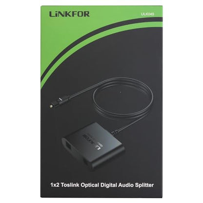 LiNKFOR 1X2 Toslink Optical Digital Audio Splitter Digital Toslink Fiber Optical Splitter 1 Male Input 2 Female Output for Home Theatre, Xbox, PS5/PS4,Wireless Headphones and Soundbars - style: 1 x 2 Optical Audio splitter