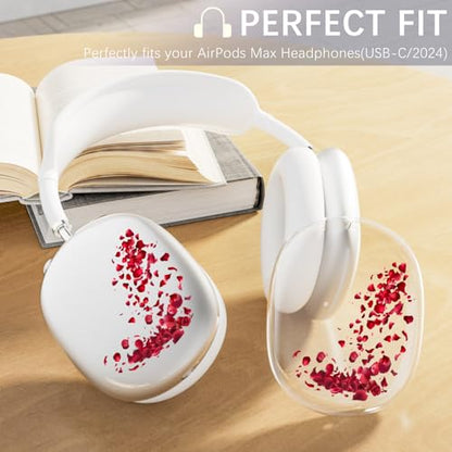 Headphone Cover for AirPods Max, Girly Cute Clear Ear Cups Covers, Silicone Ear Pad Case Headband Cover for Apple AirPods Max (2024/2020), Rose - color: Rose-Clear