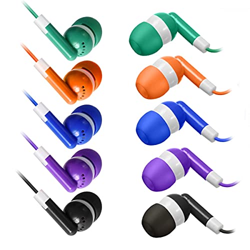 Keewonda Bulk Earbuds 50 Pack for Classroom Wholesale Earbuds Headphones Wired Stereo Earphones Multi Color for Kids Toddlers Teen at School Library Room Homeschool Online Teaching - color: 50 pack Multi