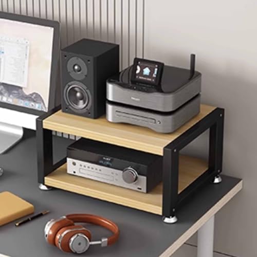 Multi-Functional Stereo Cabinet with Wooden Shelves & Steel Frame - Desktop Amplifier & AV Media Player Stand(Pomelo Wood,40 * 35 * 23cm) - color: Pomelo Wood, size: 15.7"D x 13.8"W x 9.1"H (1 Drawers)