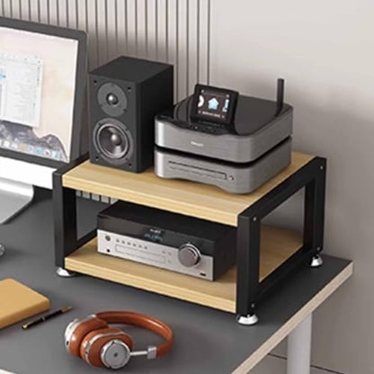 Multi-Functional Stereo Cabinet with Wooden Shelves & Steel Frame - Desktop Amplifier & AV Media Player Stand(Pomelo Wood,50 * 35 * 23cm) - color: Pomelo Wood, size: 19.7"D x 13.8"W x 9.1"H (1 Drawers)