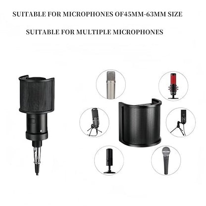 Upgraded 3 Layer Pop Filter,Metal Mesh,Foam Etamine Shield Mask for Handheld Mic,Perfect for YouTube Streaming