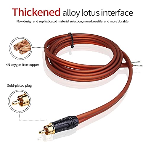 Yuchenfeng Gold-Plated RCA to Bare Wire Speaker Cable - 14AWG OFC Copper Audio Cable for Subwoofers, Amps & Home Theater, Dual PVC Shielded, Zero-Noise (10FT 1PCS) - size: RCA TO BARE 10FT
