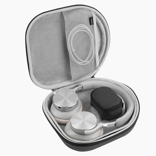 Geekria Shield Headphones Case Compatible with Bang & Olufsen Beoplay HX, H100, H95, H9 3rd Gen, H9i, Beocom Portal, Replacement Hard Shell Travel Carrying Bag with Cable Storage (Dark Grey)