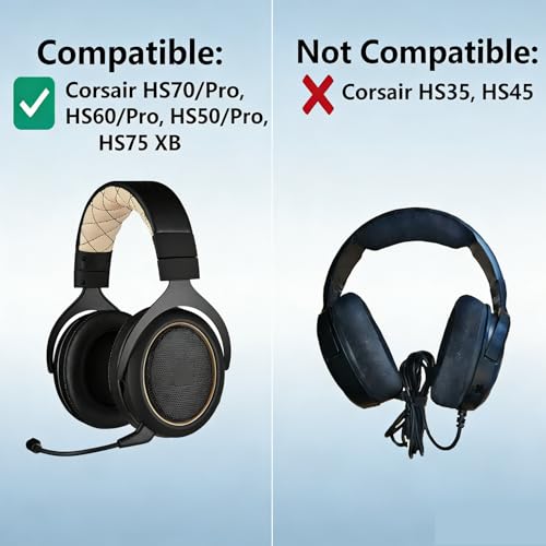 Replacement Ear Pads for Corsair HS70 Pro HS75 XB HS60 Pro HS50 Pro Headset | Cooling Gel Earpads with High-Density Ice Silk Foam Noise Isolation - Black