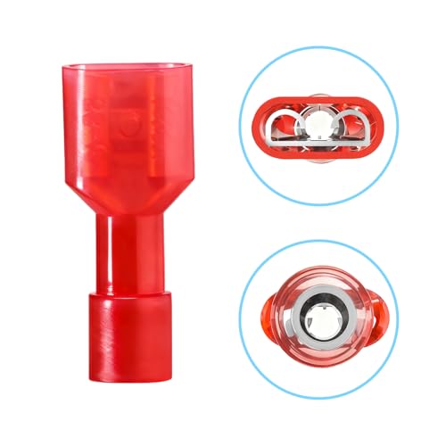 60PCS Female Spade Connector Kit, Nylon Spade & Terminal Connectors for 12-10, 16-14, 22-16 AWG Wire, Quick Disconnect Fully Insulated Crimp Terminals for Auto, Speaker, and Stereo Wiring
