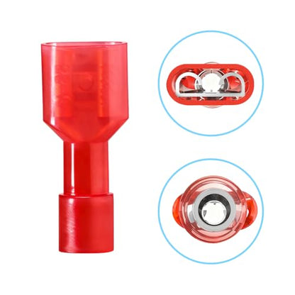60PCS Female Spade Connector Kit, Nylon Spade & Terminal Connectors for 12-10, 16-14, 22-16 AWG Wire, Quick Disconnect Fully Insulated Crimp Terminals for Auto, Speaker, and Stereo Wiring
