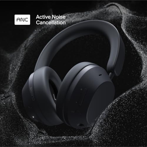 Clemm Ambience Over-Ear Headphones, Active Noise Canceling & Transparency Mode, 65H Playtime, Bluetooth, 40mm Drivers, Built-in Mic, Memory Foam Earcups, Aux Cable Included, Graphite - color: Graphite
