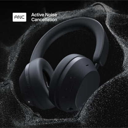 Clemm Ambience Over-Ear Headphones, Active Noise Canceling & Transparency Mode, 65H Playtime, Bluetooth, 40mm Drivers, Built-in Mic, Memory Foam Earcups, Aux Cable Included, Graphite - color: Graphite