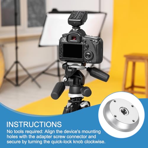 PATIKIL 3/8" Thread Tripod Adapter Holder 29mm Dia, 2Pcs Aluminum Alloy Flange Wall Mount Tripod Mount Plate with 1/4" Adapter Screw for Magic Arm Monitor Light Flash DSLR Camera - color: Silver