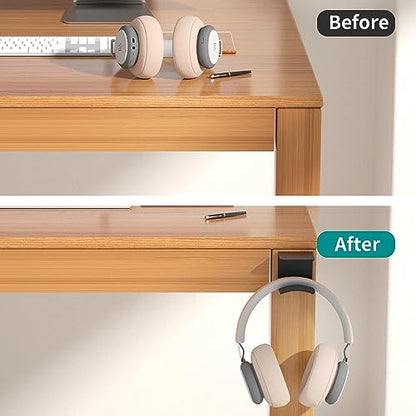 HomeMount Under Desk Headphone Hanger, Adhesive Hook, Black 2 Pack - color: Black-2P