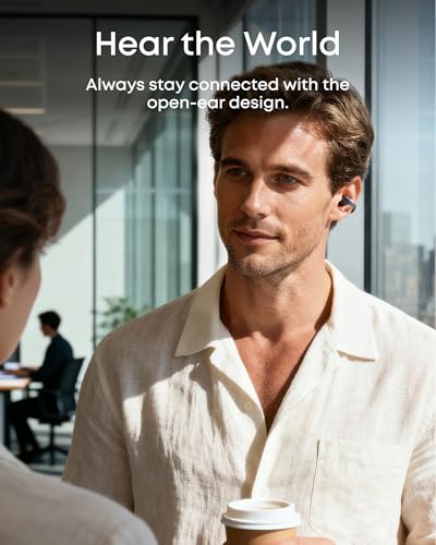Soundcore AeroClip by Anker, Open-Ear Earbuds, Clip-On Headphones, Adaptive Comfort, Clear Calls with 4 Mics and AI, Stable Fit, 12mm Drivers for Powerful Bass, Hi-Res, Open-Ring Design | Ultra-Comfort for Running Workout, Stable, Power Bass, Hi-Res, 32H