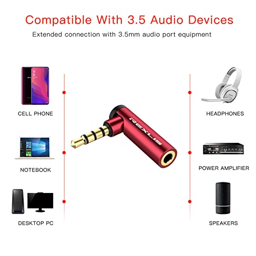 Alizone 90 Degree 3.5mm Male to Female Audio Adapter - OMTP to CTIA Earphone Audio Converter - Right Angle Adapter - 2 Pack - size: 2 Packs