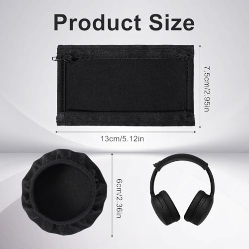 3 PCS Headphone Headband Covers, 1 PCS Headphone Band Cover with Zipper and 2 Pairs Elastic Headphones Covers for Men Women Studying Sports Gaming Gym, Black
