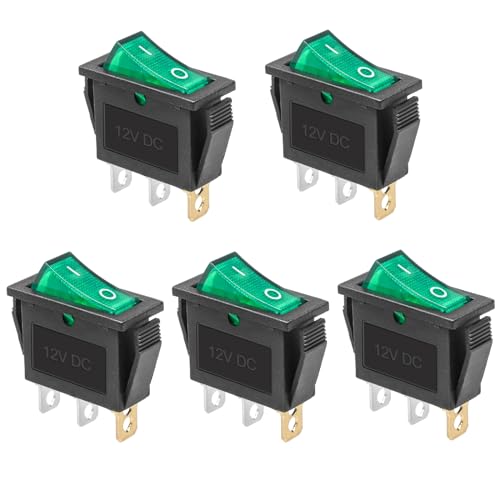 5 Pack KCD3 DC 12V-24V 30A Green LED Boat Rocker Toggle Switch - color: Green, size: DC 12V-24V 30A - Not Pre-Wired