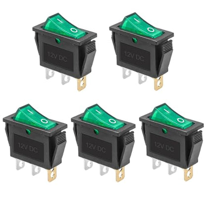 5 Pack KCD3 DC 12V-24V 30A Green LED Boat Rocker Toggle Switch - color: Green, size: DC 12V-24V 30A - Not Pre-Wired