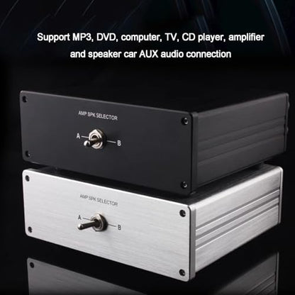 HiFi Lossless Audio Source Input Signal Switcher - 4 in 1 Out & 2 in 1 Out RCA Stereo Selector Box for Sound Bar, Headphones, Turntable - No Power Required - color: Silver