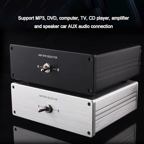 HiFi Lossless Audio Source Input Signal Switcher - 4 in 1 Out & 2 in 1 Out RCA Stereo Selector Box for Sound Bar, Headphones, Turntable - No Power Required - color: Black