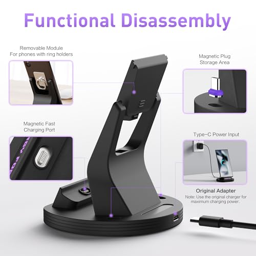 120W USB C Charging Stand Compatible with Galaxy A16 A17 A14, Magnetic Type-C Fast Charging Stand for Google Pixel 9a/Motorola Moto G Play/Earbuds
