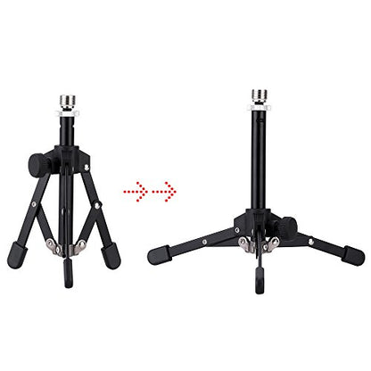 Mini Mic Stand Mini Foldable Desktop Tabletop Tripod Microphone Mic Stand Holder