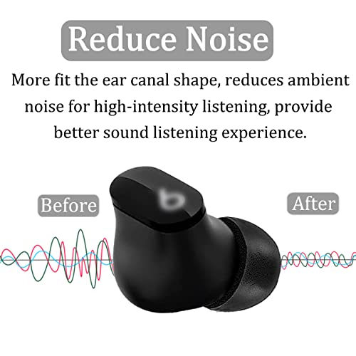 Large Size Replacement Memory Foam Compatible with Beats Fit Pro/Studio Buds + Ear Tips, Cancel Noise Fit in Case Comfortable No Silicone Pain for Beat Fit Pro/Studio Buds - Foam Black