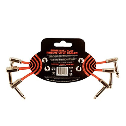 Ernie Ball 6 inch Flat Ribbon Patch Cable 3-Pack - Red - color: Red, size: 6 Inch, style: 3-Pack