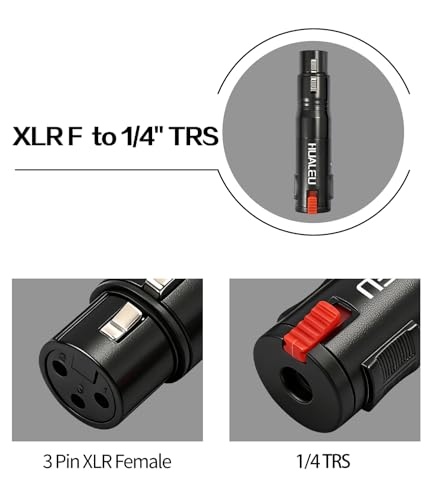 Lockable 1/4 TRS Female to 3Pin XLR Female Audio Adapter, Balance 6.35mm to XLR Adapter for Microphones, Mixing Consoles, and Power amplifiers-2 Pack-Black - color: black
