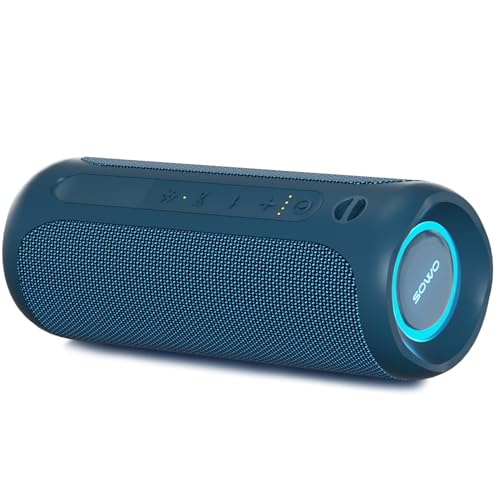 SOWO Portable Bluetooth Speaker, IPX7 Waterproof Wireless Bluetooth Speaker | Bassboom Technology, 25W Loud Stereo Sound, LED Light with TWS Pairing, 16H Playtime for Home and Outdoor -Blue - color: Blue