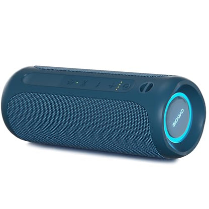 SOWO Portable Bluetooth Speaker, IPX7 Waterproof Wireless Bluetooth Speaker | Bassboom Technology, 25W Loud Stereo Sound, LED Light with TWS Pairing, 16H Playtime for Home and Outdoor -Blue - color: Blue