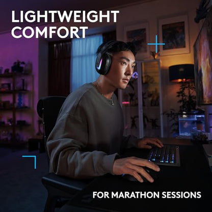 Logitech G522 Lightspeed Wireless Gaming Headset - Black | For PC, 2.4 GHz, Bluetooth & USB-C , <60 Hr Battery, 48 kHz/24 bit Audio, Detachable 48 kHz/16 bit Blue VO!CE Mic, RGB - color: Black