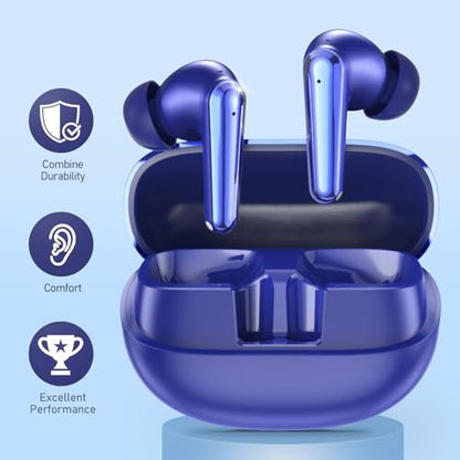 Wireless Earbuds 2 Pack, ANC in-Ear Bluetooth Headphones, Big Bass Durable, Lightweight Design for Noisy Factories, Gym, and Travel, 60 Hour Long Playtime (Dark Blue) - color: Dark Blue