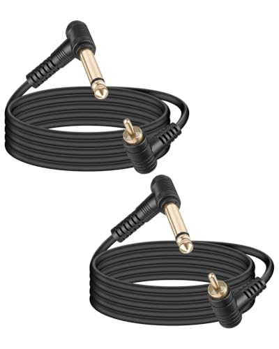 GELRHONR 6.35mm TS to RCA Cable, 1/4 Mono to 90 Grad RCA Male,2M,2Pack. | Right Angle 6.35mm TS to 90 Grad RCA Audio Cable, Insert Cable for Mixer/Effect Processor and Home Audio Systems - color: 90 grad TS to RCA