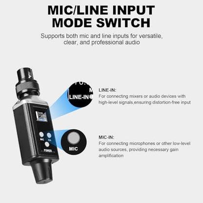 Wireless In Ear Monitor System, Professional UHF Metal Wireless IEM System, 16 Adjustable Channel, Portable Rechargeable Transmitter and bodypack Receiver for Studio, Band Rehearsal, Live Performance