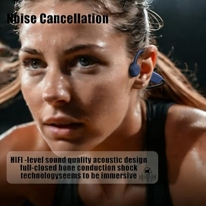 Bone Conduction Headphones,with Built-in Mic swimming bone conduction headphones,Waterproof Lightweight For bluetooth earphones Stable to wear MP3 IPX8for Running,Cycling,Hiking,Driving,Gym (blue) - color: Blue