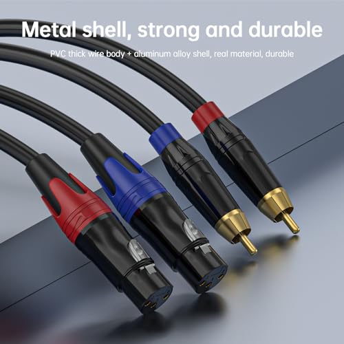 RCA to XLR Cable, Dual RCA Female to Dual XLR Male Cable, 2 RCA Male to 2 XLR Female HiFi Audio Cable, 4N OFC Wire, for Amplifier Mixer Microphone,25Feet - size: 25FT-RCA male to XLR Female